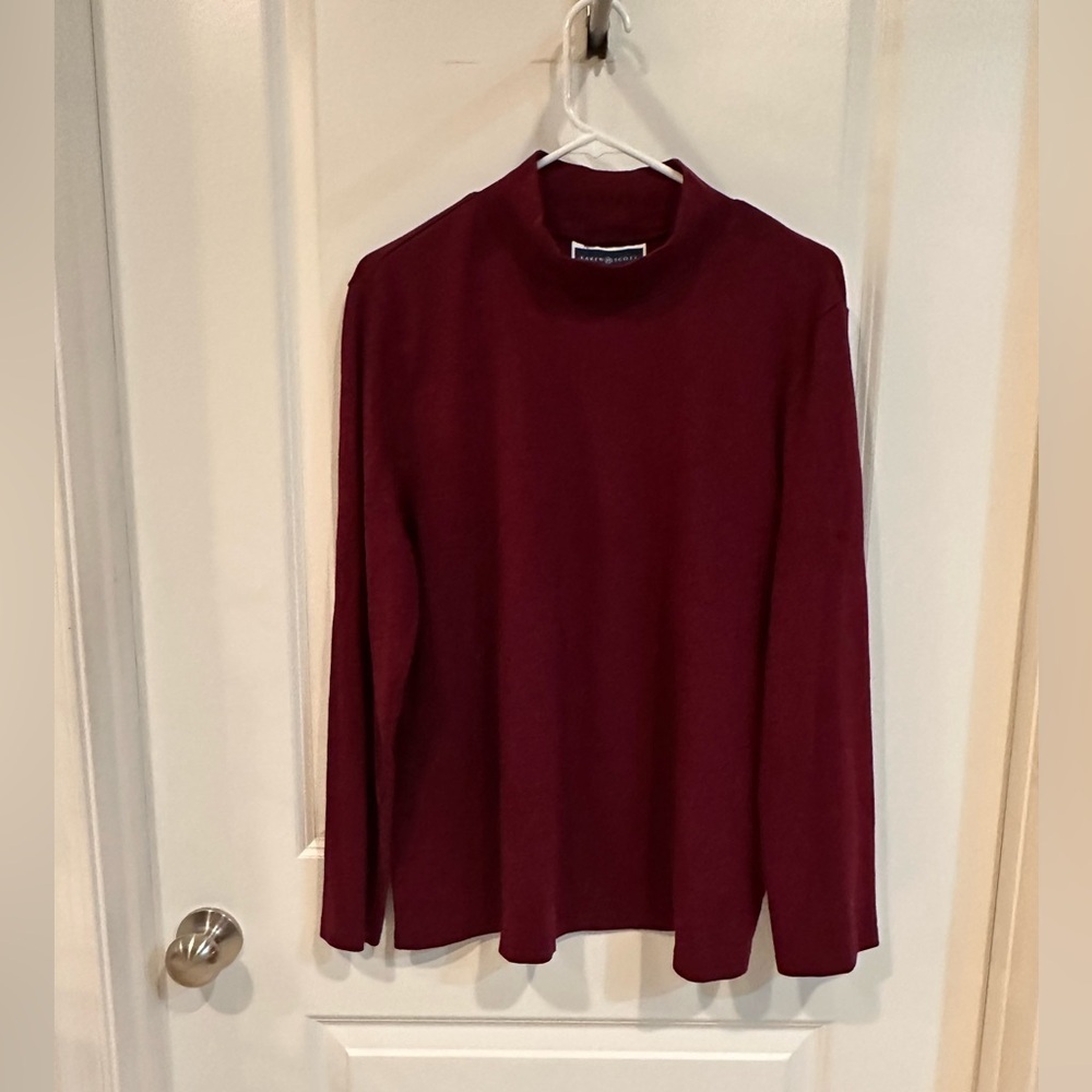 Karen Scott Deep Red Long Sleeve Top